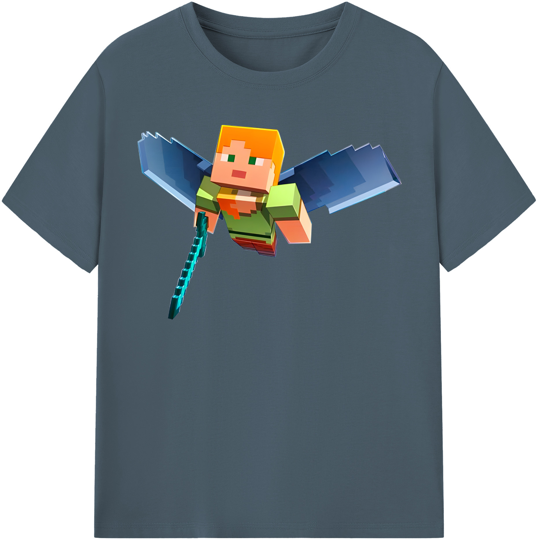 （画像用） マインクラフト ブロックの世界 Minecraft MC Block world 綿100％半袖Tシャツ（フロントプリント）